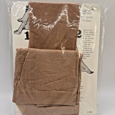JC Penney Sheer Caress Control Top Pantyhose Long Brown 1980s VTG NOS
